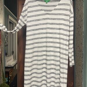 Dip Gray and White Raglan Long Sleeve V-Neck Dress